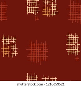 Grunge Seamless Lattice. Abstract Pattern. Retro Hand Drawn Texture with Scribble Crossing Lines. Colorful Vector Pattern for Fabric, Cloth, Textile. Abstract Seamless Pattern.