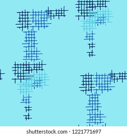 Grunge Seamless Lattice. Abstract Pattern. Trendy Hand Drawn Texture with Scribble Crossing Lines. Colorful Vector Pattern for Wallpaper, Print, Cotton. Abstract Seamless Pattern.