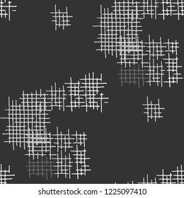 Grunge Seamless Lattice. Abstract Pattern. Modern Hand Drawn Texture with Scribble Crossing Lines. Black and White Vector Pattern for Dress, Curtain, Paper. Abstract Seamless Pattern.