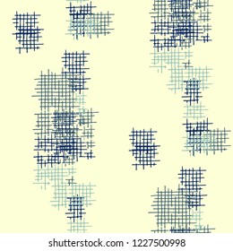 Grunge Seamless Lattice. Abstract Pattern. Modern Hand Drawn Texture with Shabby Crossing Lines. Colorful Vector Pattern for Print, Cloth, Textile. Abstract Seamless Pattern.