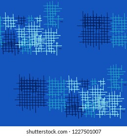 Grunge Seamless Lattice. Abstract Pattern. Trendy Hand Drawn Texture with Scratched Crossing Lines. Colorful Vector Pattern for Print, Fabric, Cloth. Abstract Seamless Pattern.