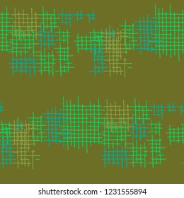 Grunge Seamless Lattice. Abstract Pattern. Retro Hand Drawn Texture with Scribble Crossing Lines. Colorful Vector Pattern for Calico, Print, Textile. Abstract Seamless Pattern.