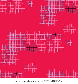 Grunge Seamless Lattice. Abstract Pattern. Retro Hand Drawn Texture with Shabby Crossing Lines. Colorful Vector Pattern for Wallpaper, Print, Cotton. Abstract Seamless Pattern.