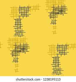 Grunge Seamless Lattice. Abstract Pattern. Vintage Hand Drawn Texture with Scratched Crossing Lines. Colorful Vector Pattern for Dress, Curtain, Paper. Abstract Seamless Pattern.