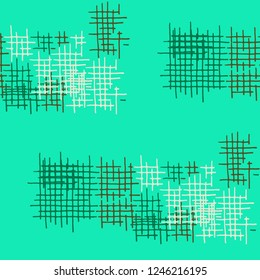 Grunge Seamless Lattice. Abstract Pattern. Trendy Hand Drawn Texture with Scribble Crossing Lines. Colorful Vector Pattern for Wallpaper, Fabric, Textile. Abstract Seamless Pattern.