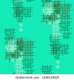 Grunge Seamless Lattice. Abstract Pattern. Retro Hand Drawn Texture with Scribble Crossing Lines. Colorful Vector Pattern for Wallpaper, Fabric, Textile. Abstract Seamless Pattern.