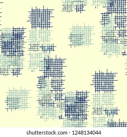 Grunge Seamless Lattice. Abstract Pattern. Retro Hand Drawn Texture with Shabby Crossing Lines. Colorful Vector Pattern for Cotton, Calico, Textile. Abstract Seamless Pattern.