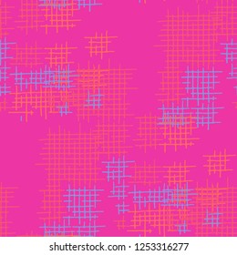 Grunge Seamless Lattice. Abstract Pattern. Vintage Hand Drawn Texture with Scribble Crossing Lines. Colorful Vector Pattern for Wallpaper, Cotton, Textile. Abstract Seamless Pattern.