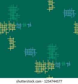Grunge Seamless Lattice. Abstract Pattern. Retro Hand Drawn Texture with Scratched Crossing Lines. Colorful Vector Pattern for Linen, Paper, Tablecloth. Abstract Seamless Pattern.