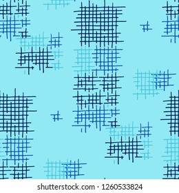 Grunge Seamless Lattice. Abstract Pattern. Vintage Hand Drawn Texture with Shabby Crossing Lines. Colorful Vector Pattern for Wallpaper, Print, Textile. Abstract Seamless Pattern.