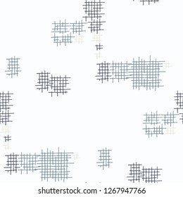Grunge Seamless Lattice. Abstract Pattern. Vintage Hand Drawn Texture with Scribble Crossing Lines. Colorful Vector Pattern for Cotton, Print, Calico. Abstract Seamless Pattern.