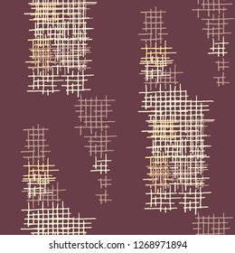 Grunge Seamless Lattice. Abstract Pattern. Trendy Hand Drawn Texture with Scribble Crossing Lines. Colorful Vector Pattern for Linen, Paper, Tablecloth. Abstract Seamless Pattern.