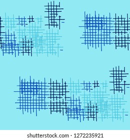 Grunge Seamless Lattice. Abstract Pattern. Vintage Hand Drawn Texture with Shabby Crossing Lines. Colorful Vector Pattern for Chintz, Linen, Wallpaper. Abstract Seamless Pattern.