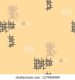 Grunge Seamless Lattice. Abstract Pattern. Retro Hand Drawn Texture with Scratched Crossing Lines. Colorful Vector Pattern for Cotton, Print, Textile. Abstract Seamless Pattern.
