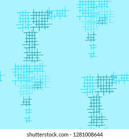 Grunge Seamless Lattice. Abstract Pattern. Trendy Hand Drawn Texture with Scribble Crossing Lines. Colorful Vector Pattern for Dress, Curtain, Tablecloth. Abstract Seamless Pattern.