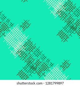 Grunge Seamless Lattice. Abstract Pattern. Retro Hand Drawn Texture with Scratched Crossing Lines. Colorful Vector Pattern for Wallpaper, Fabric, Print. Abstract Seamless Pattern.