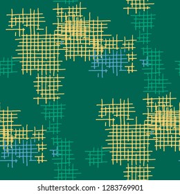 Grunge Seamless Lattice. Abstract Pattern. Modern Hand Drawn Texture with Shabby Crossing Lines. Colorful Vector Pattern for Wallpaper, Print, Cotton. Abstract Seamless Pattern.