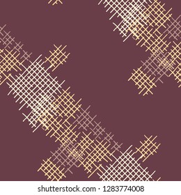 Grunge Seamless Lattice. Abstract Pattern. Retro Hand Drawn Texture with Scratched Crossing Lines. Colorful Vector Pattern for Wallpaper, Print, Cotton. Abstract Seamless Pattern.