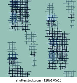 Grunge Seamless Lattice. Abstract Pattern. Retro Hand Drawn Texture with Shabby Crossing Lines. Colorful Vector Pattern for Wallpaper, Fabric, Print. Abstract Seamless Pattern.