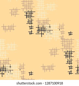 Grunge Seamless Lattice. Abstract Pattern. Retro Hand Drawn Texture with Scribble Crossing Lines. Colorful Vector Pattern for Print, Fabric, Cloth. Abstract Seamless Pattern.