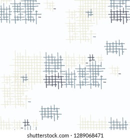 Grunge Seamless Lattice. Abstract Pattern. Vintage Hand Drawn Texture with Scratched Crossing Lines. Colorful Vector Pattern for Chintz, Linen, Paper. Abstract Seamless Pattern.