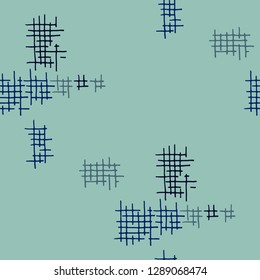 Grunge Seamless Lattice. Abstract Pattern. Modern Hand Drawn Texture with Scratched Crossing Lines. Colorful Vector Pattern for Dress, Curtain, Paper. Abstract Seamless Pattern.