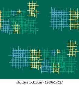 Grunge Seamless Lattice. Abstract Pattern. Retro Hand Drawn Texture with Shabby Crossing Lines. Colorful Vector Pattern for Print, Fabric, Cloth. Abstract Seamless Pattern.