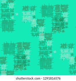 Grunge Seamless Lattice. Abstract Pattern. Trendy Hand Drawn Texture with Shabby Crossing Lines. Colorful Vector Pattern for Cotton, Calico, Textile. Abstract Seamless Pattern.