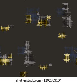 Grunge Seamless Lattice. Abstract Pattern. Retro Hand Drawn Texture with Scratched Crossing Lines. Colorful Vector Pattern for Fabric, Cloth, Textile. Abstract Seamless Pattern.