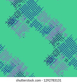 Grunge Seamless Lattice. Abstract Pattern. Vintage Hand Drawn Texture with Shabby Crossing Lines. Colorful Vector Pattern for Linen, Paper, Tablecloth. Abstract Seamless Pattern.