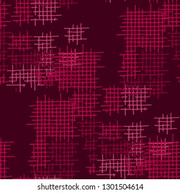 Grunge Seamless Lattice. Abstract Pattern. Modern Hand Drawn Texture with Scratched Crossing Lines. Colorful Vector Pattern for Fabric, Cloth, Textile. Abstract Seamless Pattern.