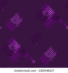 Grunge Seamless Lattice. Abstract Pattern. Trendy Hand Drawn Texture with Scribble Crossing Lines. Colorful Vector Pattern for Wallpaper, Print, Cotton. Abstract Seamless Pattern.