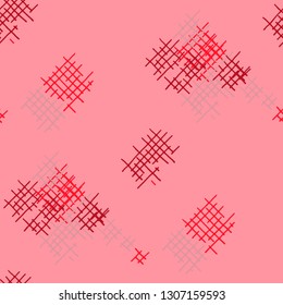 Grunge Seamless Lattice. Abstract Pattern. Modern Hand Drawn Texture with Scribble Crossing Lines. Colorful Vector Pattern for Calico, Print, Textile. Abstract Seamless Pattern.