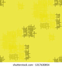 Grunge Seamless Lattice. Abstract Pattern. Trendy Hand Drawn Texture with Shabby Crossing Lines. Colorful Vector Pattern for Linen, Paper, Tablecloth. Abstract Seamless Pattern.