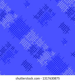 Grunge Seamless Lattice. Abstract Pattern. Modern Hand Drawn Texture with Shabby Crossing Lines. Colorful Vector Pattern for Cotton, Calico, Textile. Abstract Seamless Pattern.