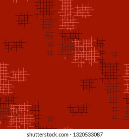Grunge Seamless Lattice. Abstract Pattern. Retro Hand Drawn Texture with Scratched Crossing Lines. Colorful Vector Pattern for Print, Cloth, Textile. Abstract Seamless Pattern.
