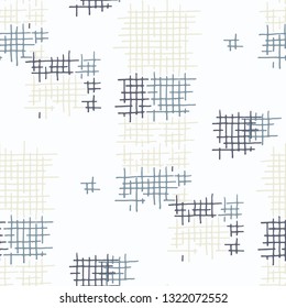 Grunge Seamless Lattice. Abstract Pattern. Modern Hand Drawn Texture with Shabby Crossing Lines. Colorful Vector Pattern for Print, Cloth, Fabric. Abstract Seamless Pattern.