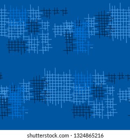 Grunge Seamless Lattice. Abstract Pattern. Modern Hand Drawn Texture with Shabby Crossing Lines. Colorful Vector Pattern for Dress, Paper, Tablecloth. Abstract Seamless Pattern.