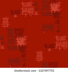 Grunge Seamless Lattice. Abstract Pattern. Vintage Hand Drawn Texture with Scribble Crossing Lines. Colorful Vector Pattern for Chintz, Curtain, Paper. Abstract Seamless Pattern.