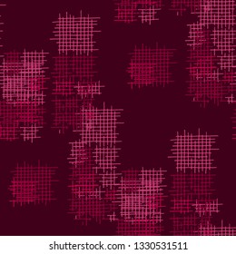 Grunge Seamless Lattice. Abstract Pattern. Modern Hand Drawn Texture with Shabby Crossing Lines. Colorful Vector Pattern for Chintz, Linen, Paper. Abstract Seamless Pattern.
