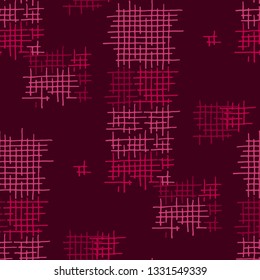 Grunge Seamless Lattice. Abstract Pattern. Trendy Hand Drawn Texture with Shabby Crossing Lines. Colorful Vector Pattern for Linen, Paper, Tablecloth. Abstract Seamless Pattern.