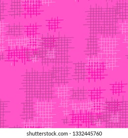 Grunge Seamless Lattice. Abstract Pattern. Modern Hand Drawn Texture with Shabby Crossing Lines. Colorful Vector Pattern for Print, Fabric, Textile. Abstract Seamless Pattern.