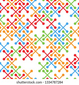 Grunge Seamless Lattice. Abstract Pattern. Retro Geometric Texture with Scratched Crosses. Colorful Vector Pattern for Cotton, Print, Calico. Abstract Seamless Pattern.