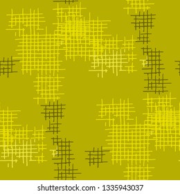 Grunge Seamless Lattice. Abstract Pattern. Vintage Hand Drawn Texture with Shabby Crossing Lines. Colorful Vector Pattern for Calico, Print, Textile. Abstract Seamless Pattern.