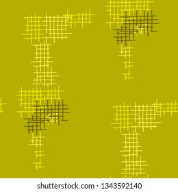 Grunge Seamless Lattice. Abstract Pattern. Vintage Hand Drawn Texture with Shabby Crossing Lines. Colorful Vector Pattern for Wallpaper, Fabric, Textile. Abstract Seamless Pattern.