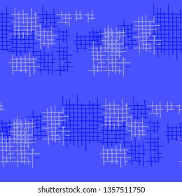 Grunge Seamless Lattice. Abstract Pattern. Vintage Hand Drawn Texture with Scratched Crossing Lines. Colorful Vector Pattern for Wallpaper, Print, Cotton. Abstract Seamless Pattern.