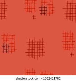 Grunge Seamless Lattice. Abstract Pattern. Modern Hand Drawn Texture with Scribble Crossing Lines. Colorful Vector Pattern for Print, Fabric, Textile. Abstract Seamless Pattern.