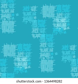 Grunge Seamless Lattice. Abstract Pattern. Vintage Hand Drawn Texture with Scratched Crossing Lines. Colorful Vector Pattern for Chintz, Linen, Paper. Abstract Seamless Pattern.