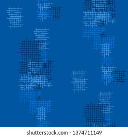 Grunge Seamless Lattice. Abstract Pattern. Trendy Hand Drawn Texture with Shabby Crossing Lines. Colorful Vector Pattern for Wallpaper, Print, Cotton. Abstract Seamless Pattern.