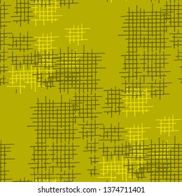 Grunge Seamless Lattice. Abstract Pattern. Retro Hand Drawn Texture with Scribble Crossing Lines. Colorful Vector Pattern for Wallpaper, Fabric, Textile. Abstract Seamless Pattern.